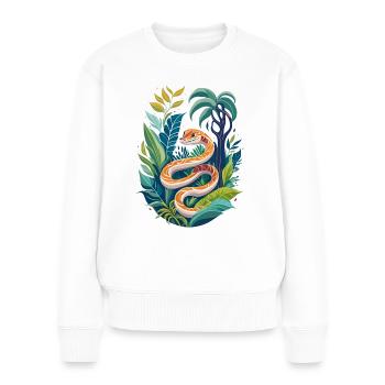 Schlange im Dschungel - Frauen Premium Bio Pullover - Weiß - Vorne - Julia (174cm)