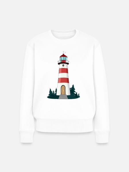 Leuchtturm - Frauen Premium Bio Pullover - Weiß
