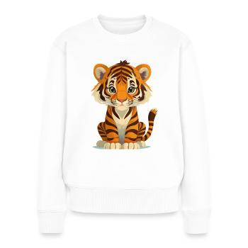 Tiger - Frauen Premium Bio Pullover - Weiß - Vorne - Julia (174cm)