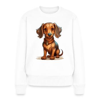 Ein niedlicher Dackel - Frauen Premium Bio Pullover - Weiß - Vorne - Julia (174cm)