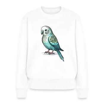 Perruche ondulée - Pull Premium bio Femme - blanc - Devant - Julia (174cm)