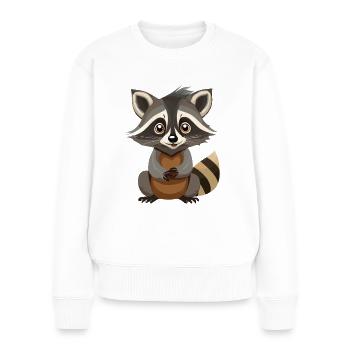 Raton laveur mignon - Pull Premium bio Femme - blanc - Devant - Julia (174cm)