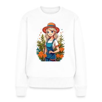 Attractive gardener in her garden - Women's Premium Organic Jumper - white - Front - Julia (174cm)