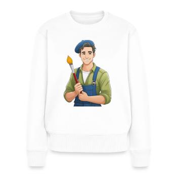 Artist with brush - Women's Premium Organic Jumper - white - Front - Julia (174cm)