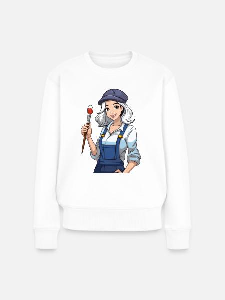 Künstlerin - Frauen Premium Bio Pullover - Weiß