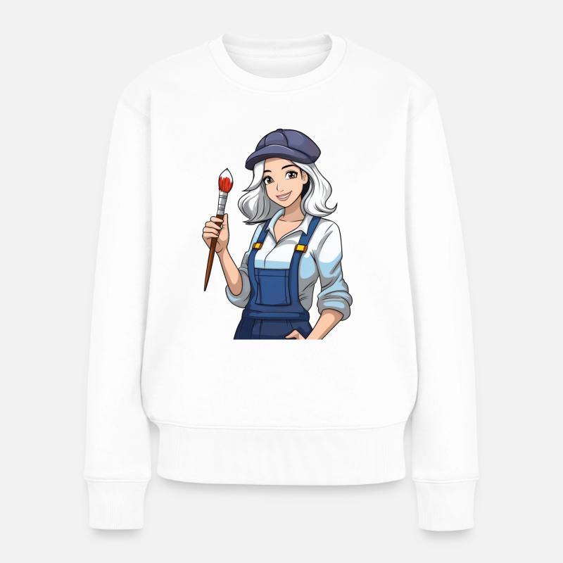 Künstlerin - Frauen Premium Bio Pullover - Weiß