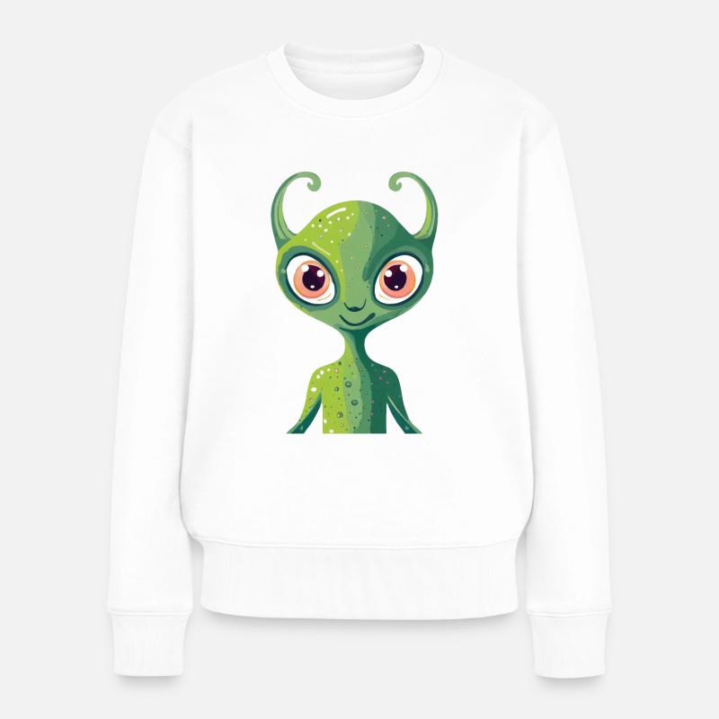 Ein niedlicher Außerirdischer - Frauen Premium Bio Pullover - Weiß