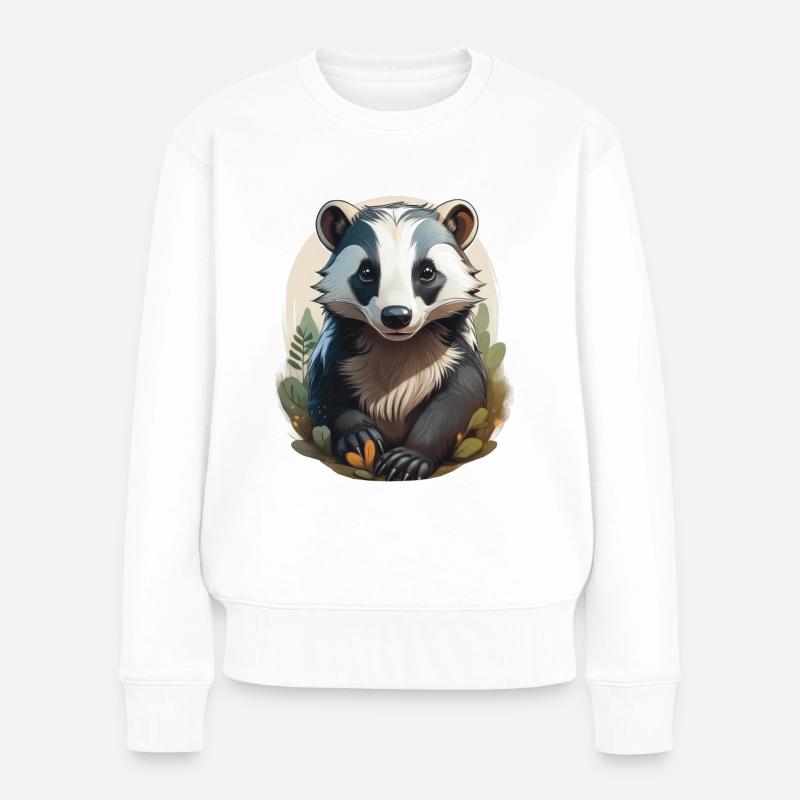 Ein niedlicher Dachs - Frauen Premium Bio Pullover - Weiß
