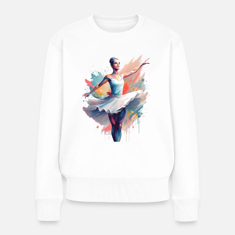 Eine abstrakte Balletttänzerin - Frauen Premium Bio Pullover - Weiß