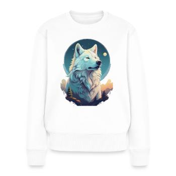 Loup blanc à minuit - Pull Premium bio Femme - blanc - Devant - Julia (174cm)