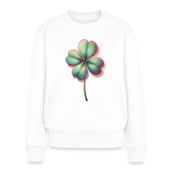 Vierblättriger Klee bringt Glück - Frauen Premium Bio Pullover - Weiß - Vorne - Julia (174cm)
