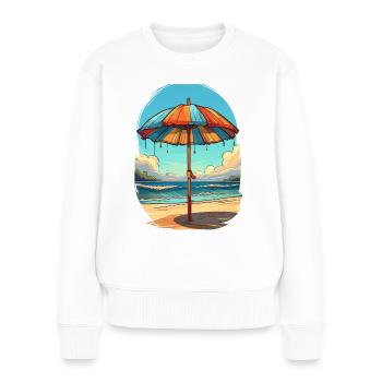 Ein Sonnenschirm am Strand - Frauen Premium Bio Pullover - Weiß - Vorne - Julia (174cm)