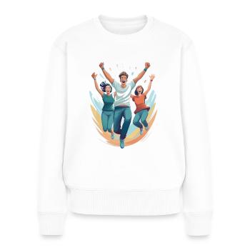 Sauter de joie - Pull Premium bio Femme - blanc - Devant - Julia (174cm)