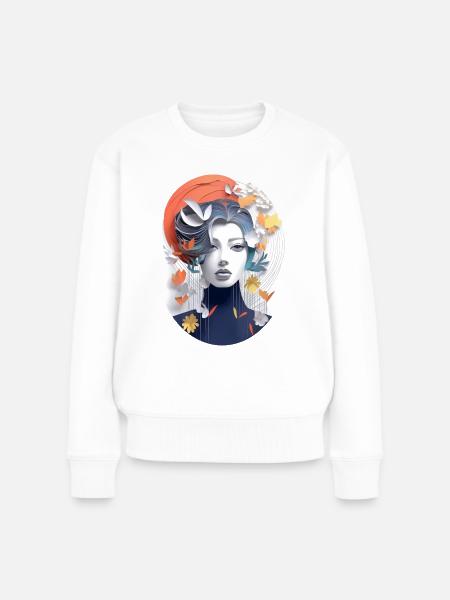 Abstraktes, modernes Kunst Porträt einer Frau - Frauen Premium Bio Pullover - Weiß