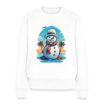 Ein Schneemann am Strand - Frauen Premium Bio Pullover - Weiß - Vorne - Julia (174cm)