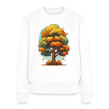 Ein Baum im Herbst - Frauen Premium Bio Pullover - Weiß - Vorne - Julia (174cm)