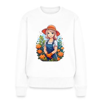 Gärtnerin - Frauen Premium Bio Pullover - Weiß - Vorne - Julia (174cm)