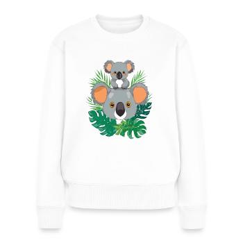 Bébé koala et maman koala - Pull Premium bio Femme - blanc - Devant - Julia (174cm)