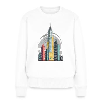 Abstrait Immeubles modernes de grande hauteur dans une grande ville - Pull Premium bio Femme - blanc - Devant - Julia (174cm)