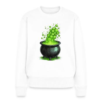 Hexenkessel mit grünem Zaubertrank - Frauen Premium Bio Pullover - Weiß - Vorne - Julia (174cm)