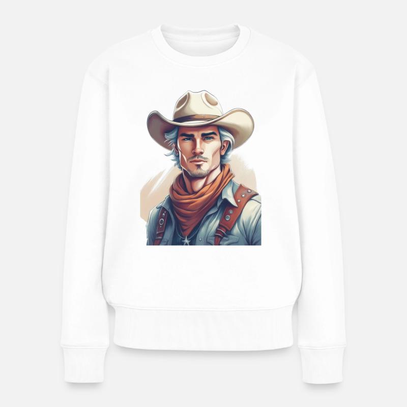 Cowboy - Frauen Premium Bio Pullover - Weiß