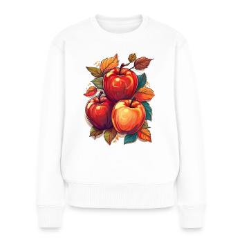 Äpfel im Herbst - Frauen Premium Bio Pullover - Weiß - Vorne - Julia (174cm)