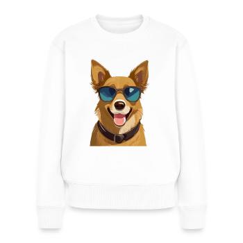 Chien avec des lunettes de soleil - Pull Premium bio Femme - blanc - Devant - Julia (174cm)