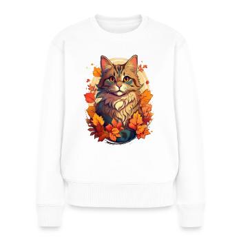 Cat in autumn - Women's Premium Organic Jumper - white - Front - Julia (174cm)