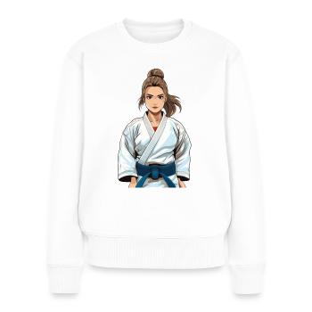 Judo – Judoka Illustration - Frauen Premium Bio Pullover - Weiß - Vorne - Julia (174cm)