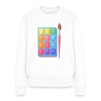 Boîte d’aquarelle et pinceau - Pull Premium bio Femme - blanc - Devant - Julia (174cm)