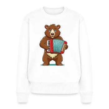 Un ours jouant de l’accordéon - Pull Premium bio Femme - blanc - Devant - Julia (174cm)