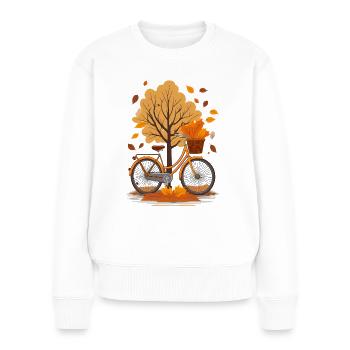 Ein Fahrrad im Herbst - Frauen Premium Bio Pullover - Weiß - Vorne - Julia (174cm)