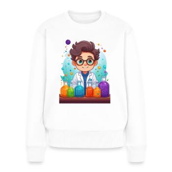 Chemiker macht Chemie Experimente im Labor - Frauen Premium Bio Pullover - Weiß - Vorne - Julia (174cm)