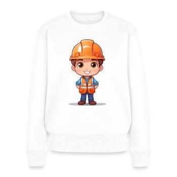 Construction worker with safety helmet and vest - Women's Premium Organic Jumper - white - Front - Julia (174cm)
