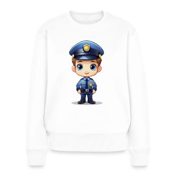 Polizist – Polizei Illustration - Frauen Premium Bio Pullover - Weiß - Vorne - Julia (174cm)