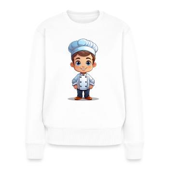 Cuisinier ou boulanger dans le style d’un dessin animé - Pull Premium bio Femme - blanc - Devant - Julia (174cm)
