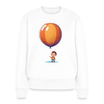 Enfant avec ballon - Illustration mignonne - Pull Premium bio Femme - blanc - Devant - Julia (174cm)