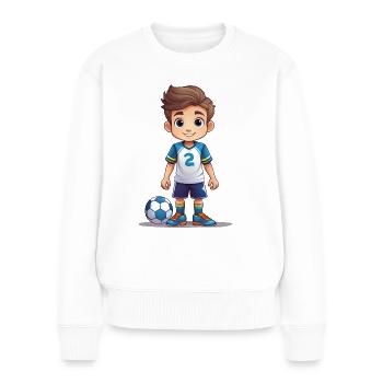 Cute soccer player with his soccer ball - Women's Premium Organic Jumper - white - Front - Julia (174cm)