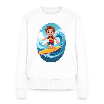 Surfer with surfboard - Women's Premium Organic Jumper - white - Front - Julia (174cm)