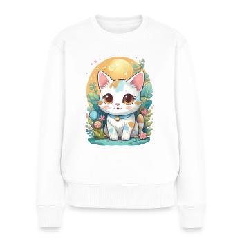Chat dans le style manga kawaii - Pull Premium bio Femme - blanc - Devant - Julia (174cm)