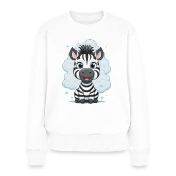 Zèbre heureux - Pull Premium bio Femme - blanc - Devant - Julia (174cm)