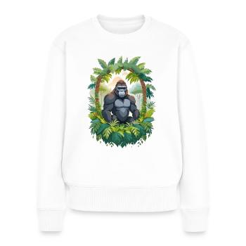 Gorille dans la jungle - Pull Premium bio Femme - blanc - Devant - Julia (174cm)