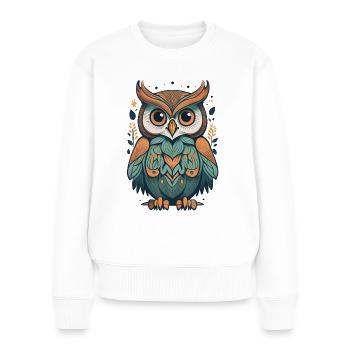 Abstrakte Eule - Frauen Premium Bio Pullover - Weiß - Vorne - Julia (174cm)