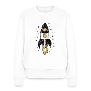 Avec la fusée dans l’espace - Pull Premium bio Femme - blanc - Devant - Julia (174cm)