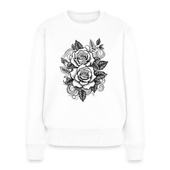 Roses in tattoo design - Women's Premium Organic Jumper - white - Front - Julia (174cm)
