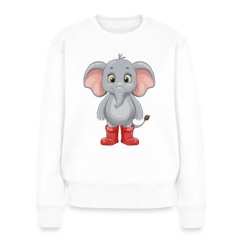 Elephant with red rubber boots - Women's Premium Organic Jumper - white - Front - Julia (174cm)