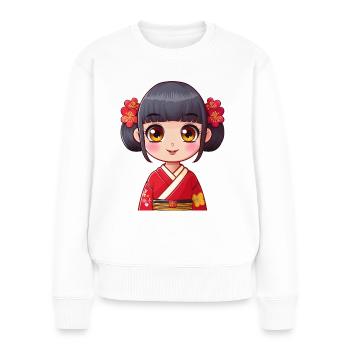 Jolie fille japonaise - Pull Premium bio Femme - blanc - Devant - Julia (174cm)