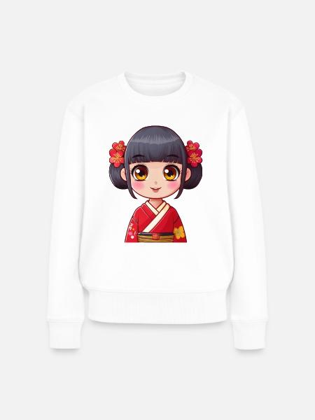 Cute Japanese girl - Women's Premium Organic Jumper - white
