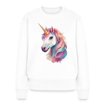 Gemaltes Einhorn - Frauen Premium Bio Pullover - Weiß - Vorne - Julia (174cm)