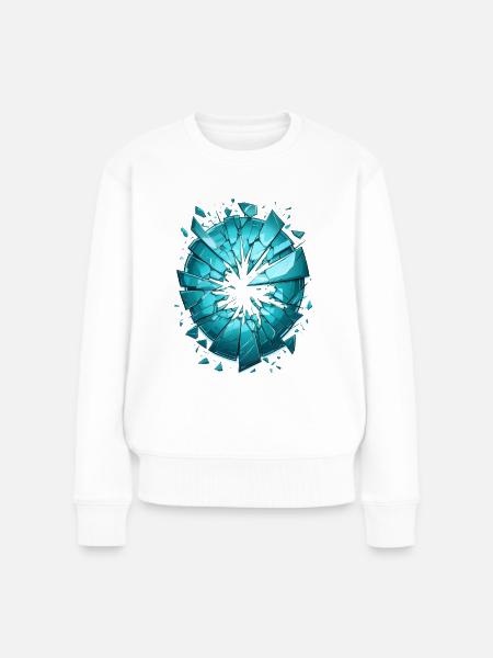 Zerbrochenes, zersplittertes Glas - Frauen Premium Bio Pullover - Weiß
